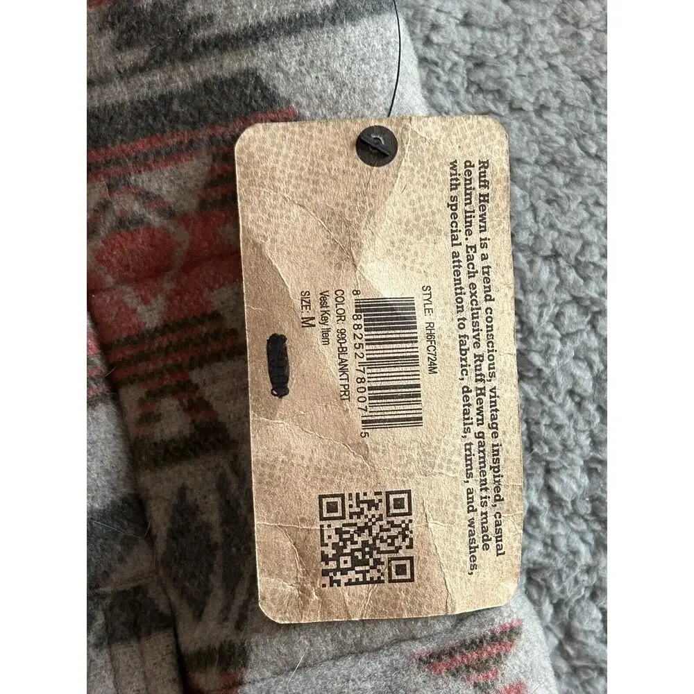 Ruff Hewn Women's Size M Warm Thick Gray+Pink Southwestern Print Puffer Vest - Picture 7 of 16